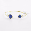 Lapis Gemstone Gold Bangle, Beautiful Rainbow Moonstone Bangle pour les femmes